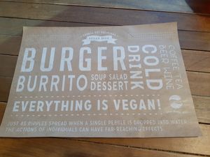 I love the message at the bottom of the placemat. at Ain Soph.Ripple Kabukicho in Tokyo