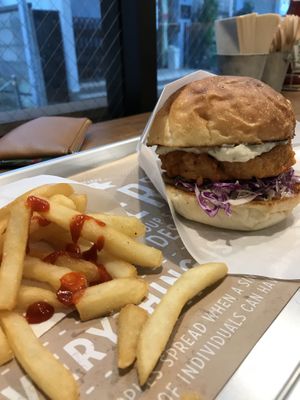 Crispy soy chicken burger  at Ain Soph.Ripple Kabukicho in Tokyo