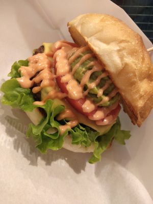 Ripple Cheese burger at Ain Soph.Ripple Kabukicho in Tokyo