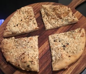 New vegan garlic pizza at Ottimo Ristorante Italiano in Hobart
