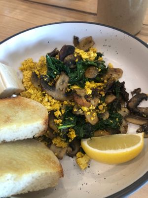 Scrambled tofu and mushrooms and feta at Island Whole Foods in Cowes