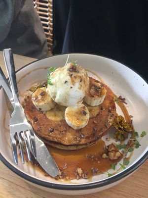 Banana pancakes  at Island Whole Foods in Cowes