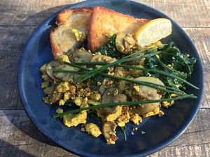 Mushrooms and Scrambled Tofu  at Island Whole Foods in Cowes