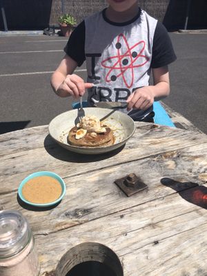 Banana pancakes and peanut butter  at Island Whole Foods in Cowes
