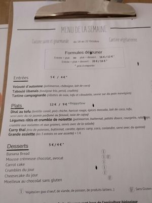 The menu, 18 October 2016 at Paper Plane in Nice