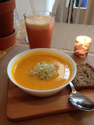 pumpkin+redf lentil soup at Paper Plane in Nice