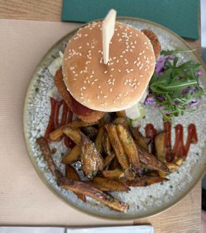 Fish burger 18€  at Paper Plane in Nice