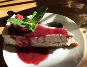 Vegan cheesecake at Paper Plane in Nice