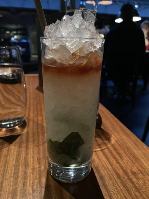 Drink with elderflower, grapefruit and thai basil  at Farang in Stockholm
