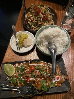 Som Tam (papaya salad) and a Satay dish   at Farang in Stockholm