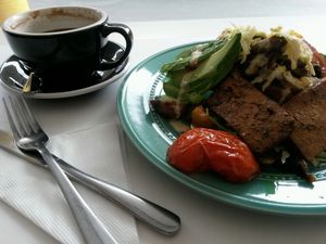 Vegan feast on toast - $18 at Ayla's Cafe in Adelaide