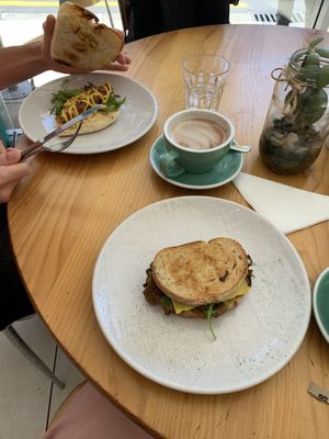 Not dog and vegan lover toastie at Ayla's Cafe in Adelaide