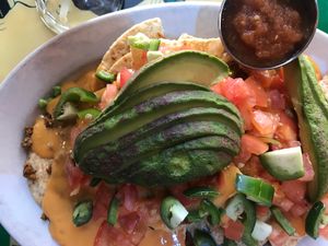 Vegan nachos! at Pick Me Up Cafe in Chicago