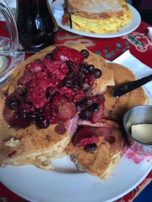 Berry pancakes at Pick Me Up Cafe in Chicago