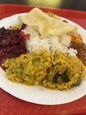 Vegan rice and curry £7.50  at Dinithi Restaurant Ury in Newcastle Upon Tyne