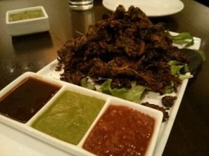 spinach pakora at Moksha in Bellevue