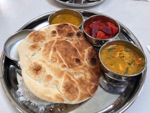 Vegetarian option. Vegan option will take out the one with yogurt.  at Dabbawalas in Basel