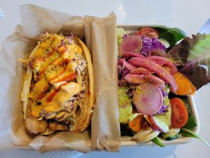 Tempeh Po'Boy.... amazing! at Organically Twisted in Naples