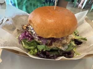 Artichoke burger  at Organically Twisted in Naples