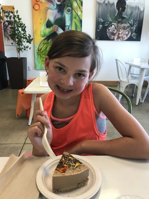 Vegan organic GF peanut butter chocolate cheesecake! Wow!!  at Organically Twisted in Naples