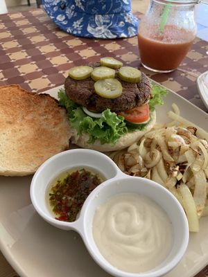 Veggie burger.  at Gallery House of Hummus in Koh Phangan