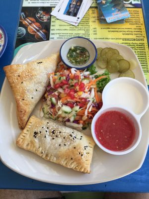 Potato and ‘cheese’ pies w/ salad at Gallery House of Hummus in Koh Phangan