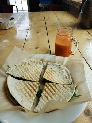 Roasted Mushroom and Vegetable Panini at The Raw Life Cafe and Juice Bar in Tilton
