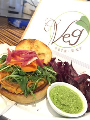 Veg burger at Veg Cafe in Sacramento