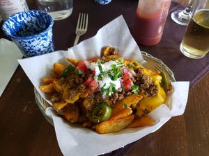 Nacho fries at Veg Cafe in Sacramento