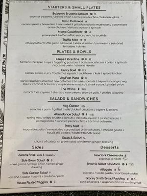 Winter 2023 Menu  at Veg Cafe in Sacramento