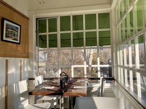 More of the enclosed porch seating area  at Veg Cafe in Sacramento