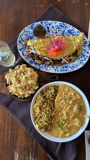 Curry, Mac & Cheese, Crepe  at Veg Cafe in Sacramento