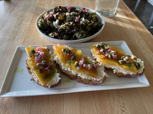 Beet lox crostini  at Veg Cafe in Sacramento