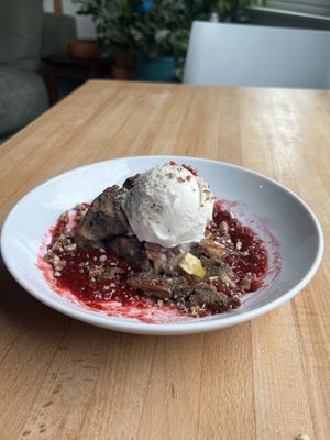 Bread Pudding a la Mode  at Veg Cafe in Sacramento