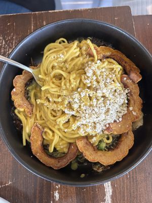 Pasta carbanara  at Veg Cafe in Sacramento