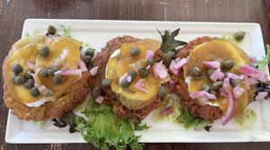 Latkes and lox (made from golden beets)  at Veg Cafe in Sacramento