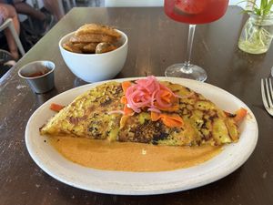 Savory crepe and friesd  at Veg Cafe in Sacramento