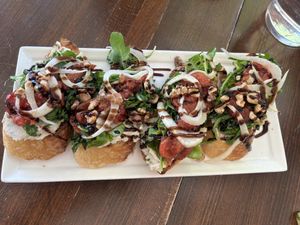 Peach crostini   at Veg Cafe in Sacramento