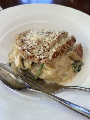 “Chicken” fettuccini Alfredo   at Veg Cafe in Sacramento