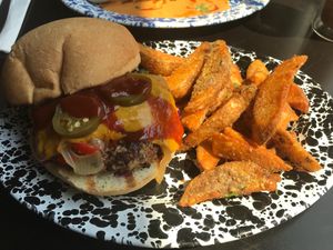 Wild West burger  at Veg Cafe in Sacramento