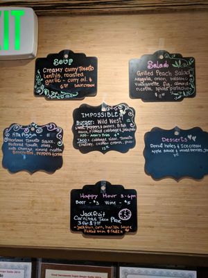 Todays specials boards at Veg Cafe in Sacramento