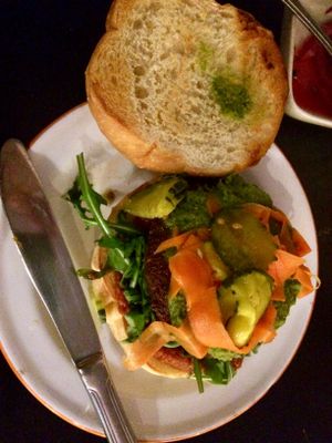 falafel burger at Veg Cafe in Sacramento