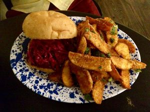 western bbq impossible burger at Veg Cafe in Sacramento