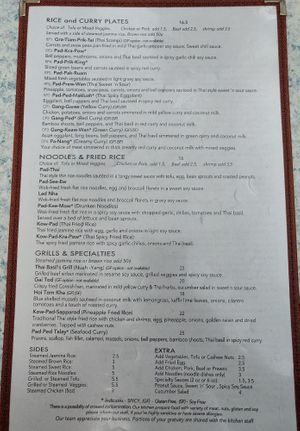 Menu on 11.11.21 at Thai Basil Restaurant in Sacramento