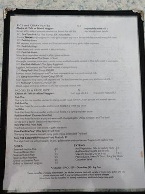 Menu on 11.11.21 at Thai Basil Restaurant in Sacramento