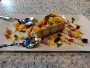 New York style tropical cheesecake. Wow! at Thai Basil Restaurant in Sacramento