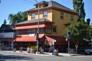 The building that hosts Thai Basil restaurant and Veg restaurant (Indian vegetarian restaurant). at Thai Basil Restaurant in Sacramento