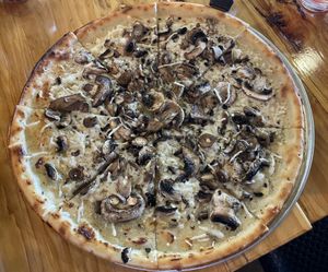 Mushroom pizza with vegan cheese    at OV Pizza and Pints in Oro Valley