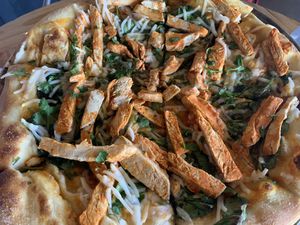 Vegan buffalo chicken pizza at OV Pizza and Pints in Oro Valley