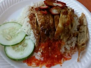 chicken rice at Ginga Vegetarian 银河素食香 - Taman Jurong in West Singapore